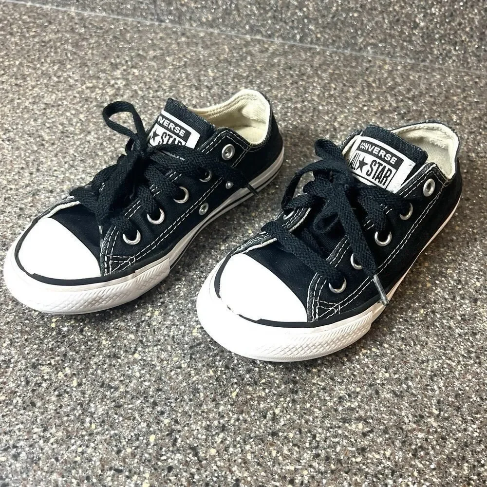 Converse All Star Little Kids Size 12 Low Top Black Canvas Sneaker Shoes Lace Up